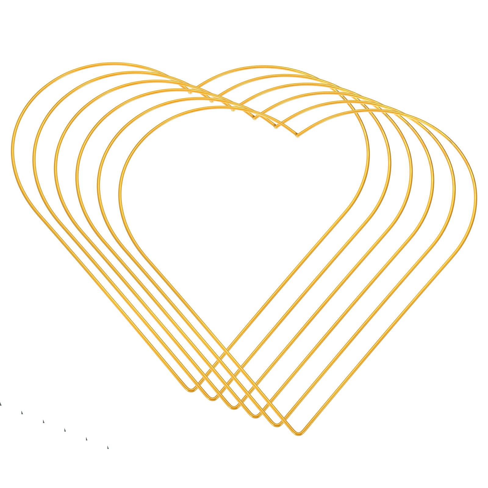 PATIKIL 11.8" Heart Dream Catcher Rings, 6 Pcs Metal Macrame Wreath Floral Ring Hoop for Home Car DIY Craft Wedding Wall Hanging Decorations, Gold Tone