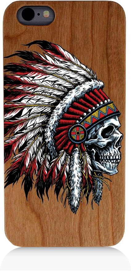 Headdress Skull Chief Warrior Uv Print Cherry Wood Natural Wooden Case Samsung Galaxy s5