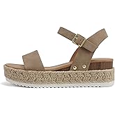 Soda CLIP ~ Women Open Toe Ankle Strap Platform Espadrille Sandal