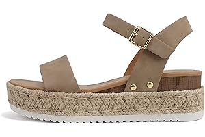 Soda CLIP ~ Women Open Toe Ankle Strap Platform Espadrille Sandal