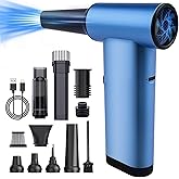DSHDING Metal Compressed Air Duster - 180000RPM High-Speed Mini Blower Cordless & Vacuum Cleaner with LED Light, 3-Gear Adjustable Rechargeable Dust Blower for PC, Keyboard, Outdoor, House and Car