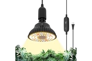 Bstrip Hanging Grow Light for Indoor Plants Full Spectrum, Black Plant Bulb with Optical Lens for Enhanced PPFD, Pendant Grow Light with Timer, 16.4 FT Power Cord, Perfect for Tall Plants and Flowers