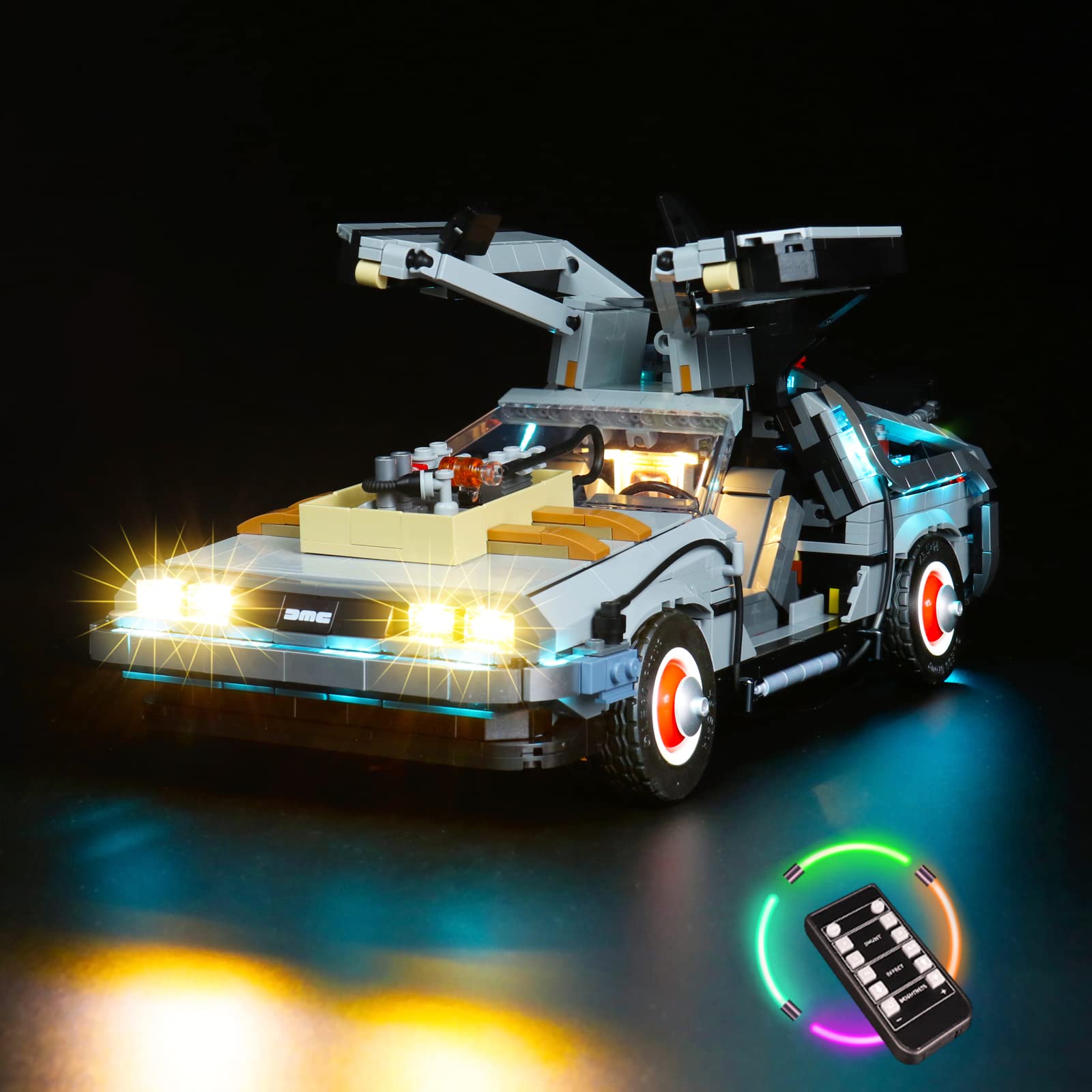 BrickBling LED Lighting for Lego 10300 Back to The Future Time Machine Collectible Kit (Includes Lego Bricks, Decorative Light Only), DIY Lighting Kit with Remote Control