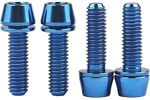 Wanyifa Titanium M6x16 18 20 25mm Hex Tapered Head for Bicycle Crank Brake Fixed Upgrade Screw Pack of 4 (Blue, M6x20mm)