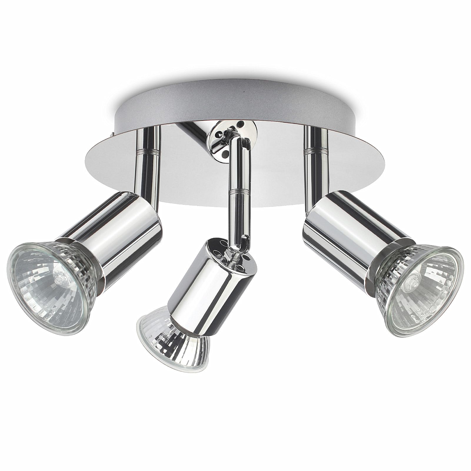 ROMKE Round 3 Way Adjustable Ceiling Spotlight, GU10 LED Ceiling Light Rotatable for Bedroom, Living Room and Kitchen, GU10 Bulb Not Included