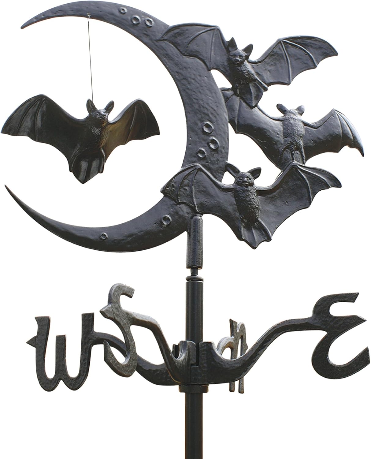 Weathervanes - Design Toscano WH60121 Crescent Moon Vampire Bats Metal Weathervane, Black Satin Finish