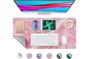 Laokiiy Desk Mat, Desk Pad Dual Leather Sided Desktop Mat for Office and Home,Desk Organization and Accessories Ideal for Large Mouse Pad and Desk Mats on Top of Desks (Rose Pink Marble 31.5"x 15.7")