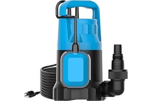 BOMGIE 2/5HP Sump Pump 2640GPH Submersible Water Pump with Float Switch, Utility Pumps for Pool Draining, Basement Flooding, Garden Pond Low Water Level with 20ft Power Cord