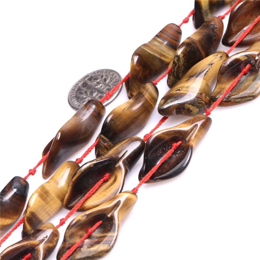 Sweet & Happy Girl's Store 14x28mm Calla Lily Flower Shape Gemstone Tiger Eye Beads 13Pcs Jewellery Making Beads