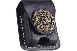 UEMOH Handmade Fliptop Leather Lighter Pouch Holder Case with Pocket Belt Loop