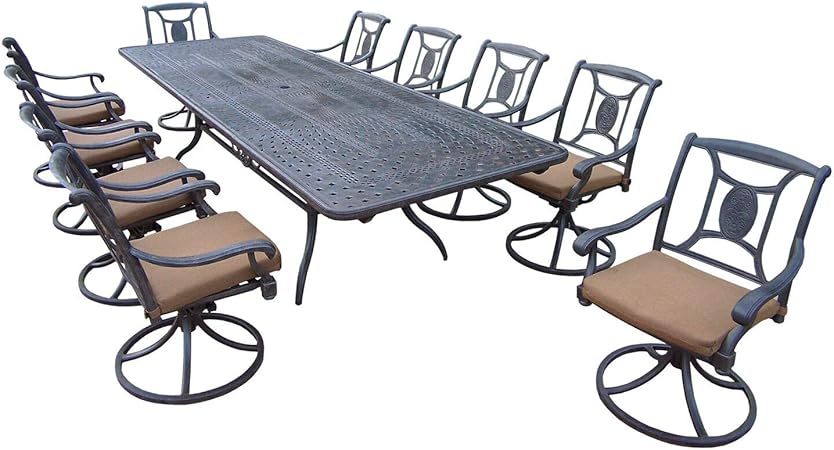 Amazon Com 11 Piece Aged Black Finish Aluminum Outdoor Furniture