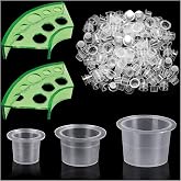 300pcs Tattoo Ink Caps with 2 Cups Holders Tattoo Supplies | 100 Small 100 Medium 100 Large Tattoo Ink Cups Set with 2 Green Holders for Tattoo Kit Makeup Container Cap