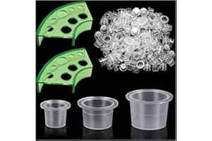 300pcs Tattoo Ink Caps with 2 Cups Holders - Moricher 100 Small 100 Medium 100 Large Tattoo Ink Cups +2 Cups Holders for Tattoo Ink Permanent Makeup Container Cap Tattoo Accessory