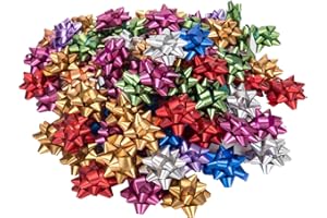 DYSHIPEN 100Pcs Small Star Bows for Gift Wrapping and Presents,Multiple coClour Christmas Bows,for Parties, Birthdays, Weddings or Other Holidays. (style1)