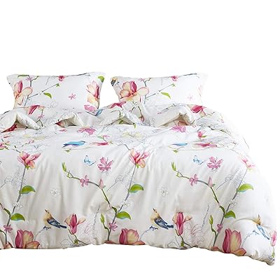 Wake In Cloud Floral Comforter Set, Botanical Flowers, Twin Size