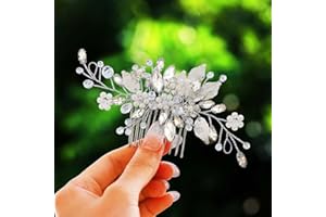 Gorais Leaf Bride Wedding Hair Comb Pearl Bridal Hair Piece Crystal Side Comb Hair Accessories for Women and Girls