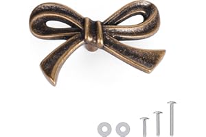 CEYMIO 8 Pack Antique Vintage Bow Dresser Knobs, Small Decorative Cabinet Drawer Pull Handles for Girls Bedroom and Nursery R