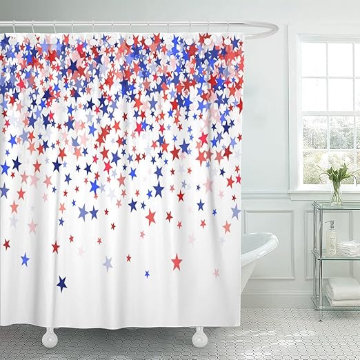 Amazon Com Emvency Shower Curtain Colors Of Usa Flag Blue And Red