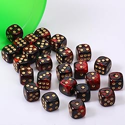 TecUnite 25 Pieces Colored Dice 6 Sided Dice Set, 6