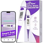 easy@Home Digital Basal Body Thermometer for Adults - Ovulation BBT | Precise 1/100th Degree Tracking. Flexible Waterproof Tip &amp; Memory Recall. Auto Scan with Premom App