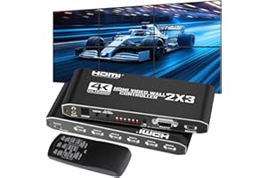 HAICHENTEX 6-Way HDMI Video Wall Controller 2X3 4K@30Hz Input/Output, 14 Display Modes, 180° Rotation, RS232/IR Control, SPDIF Audio for Digital Signage & Video Walls (Supports 6 Monitors)