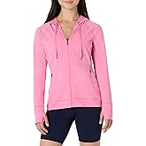 Amazon Essentials Women's Athletic Soft Performance Lightweight Zip Up Workout Hoodie Jacket, Space Dye