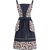 Pinknoke Kitchen Aprons for Women with Pockets Cute Vintage Chef Pinafore Apron for Gardening Cooking Baking Painting
