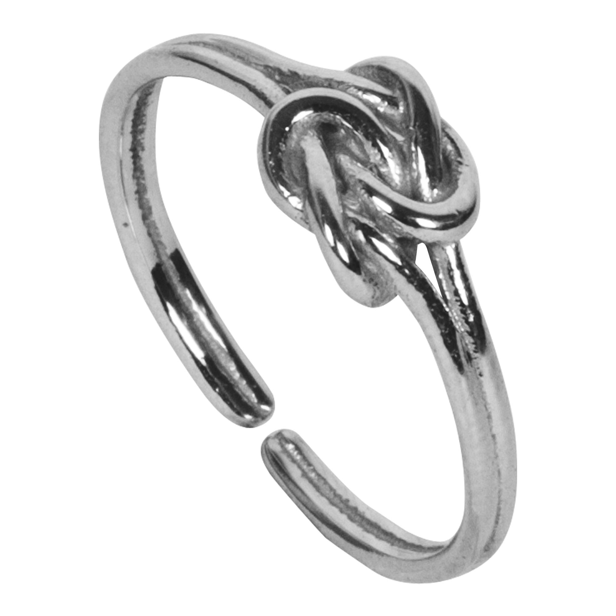 Mnshaa Celtic Knot Ring - 925 Sterling Silver with Rhodium Plating - Handmade Open Adjustable Finger Toe Knuckle Thumb Ring for Women in Gift Box