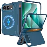 NINKI for iPhone Duo Case with Stylus Holder &amp; Pen &amp; Invisible Kickstand, Magnetic Screen Protector Hinge Shockproof Fold Phone Cover for iPhone Duo Case with Pen Holder and Hidden Stand 2026 &ndash; Blue