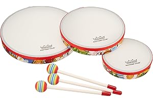 Remo RH3100-00 3-Piece Drum Set Multi-colored Rhythm Club Hand Drum Set, 6/8/10-Inch Diameters
