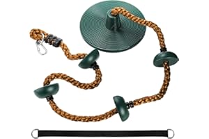 ZENFUN Climbing Rope with Platforms for Kids, Tree Swing with Climbing Rope&Platforms Disc, Secure Trees House Swing with Carabiner and Strap Kit, Gym Backyard, Playground Accessories, Max Load: 220lb