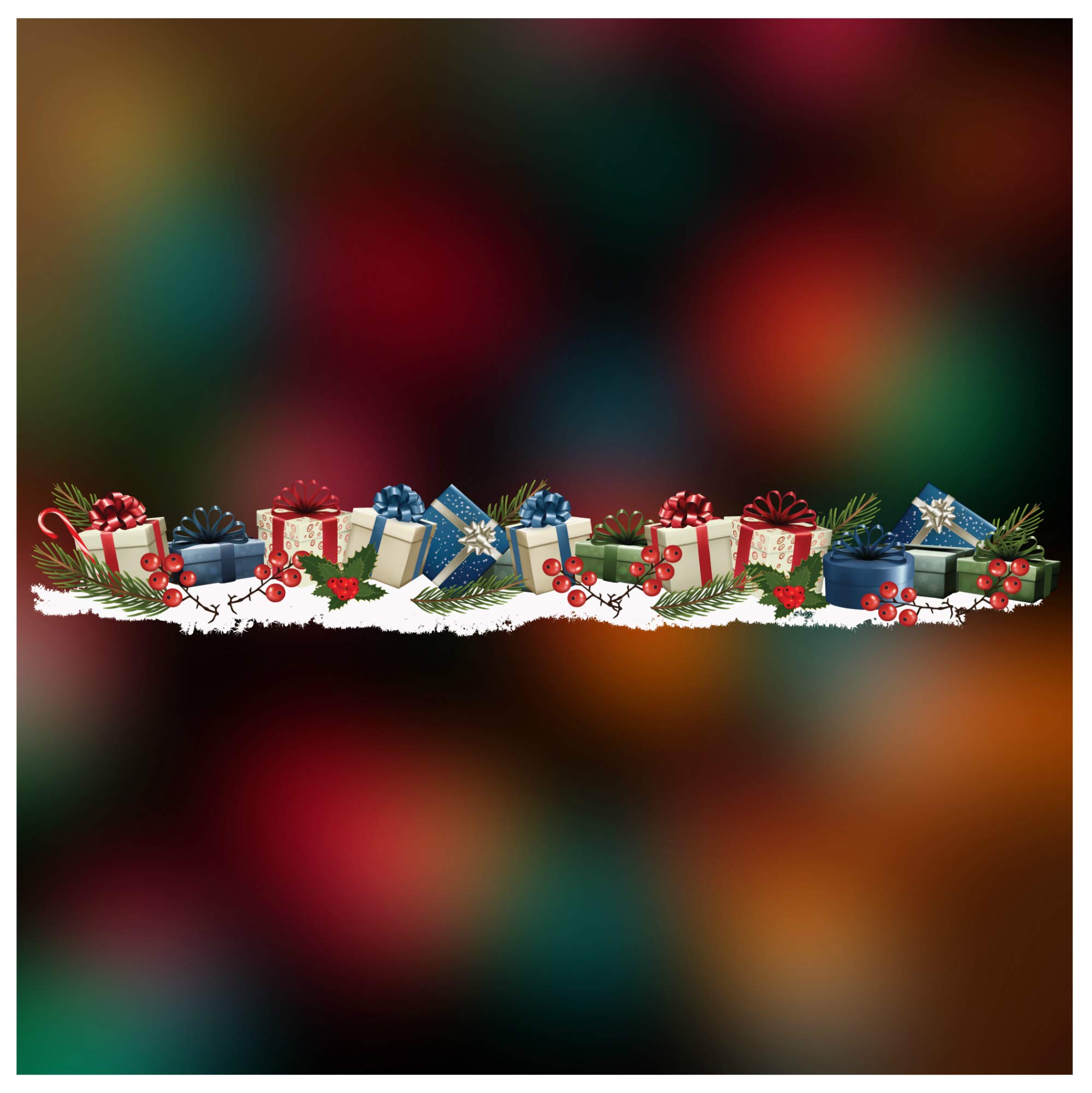 Christmas Window Stickers - Christmas Parcels on a Bed of Fluffy Snow Window Border - Xmas Window Cling Display - 1.2m Long