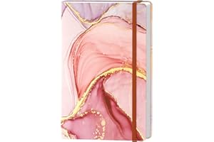 Huamxe Lined Journal Notebook, Marble Hardcover Journal for Women, Medium 5.7 x 8.4 in, 160 Pages Thick Paper, Cute Aesthetic