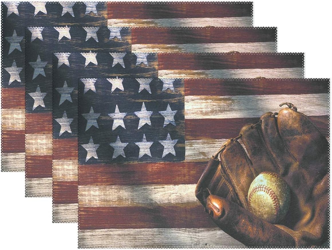 CHLBOJ Placemat Set of 6 Table Mat, Baseball Bat American