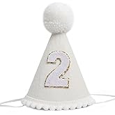 PQQIEE Boho 2nd Birthday Hat for Babies, Handmade Neutral Color Boho Style Second Birthday Party Crown, White, 2 Years Old
