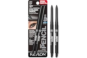 Revlon ColorStay Pencil Waterproof Eyeliner, Smudge-Proof, Eye Makeup with Built-In Sharpener, Stocking Stuffer for Women, 201 Black, 2 pack