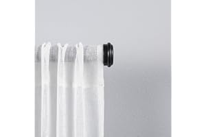 Exclusive Home Curtains Topper 1" Curtain Rod and Coordinating Finial Set, Matte Black, Adjustable 66"-120"