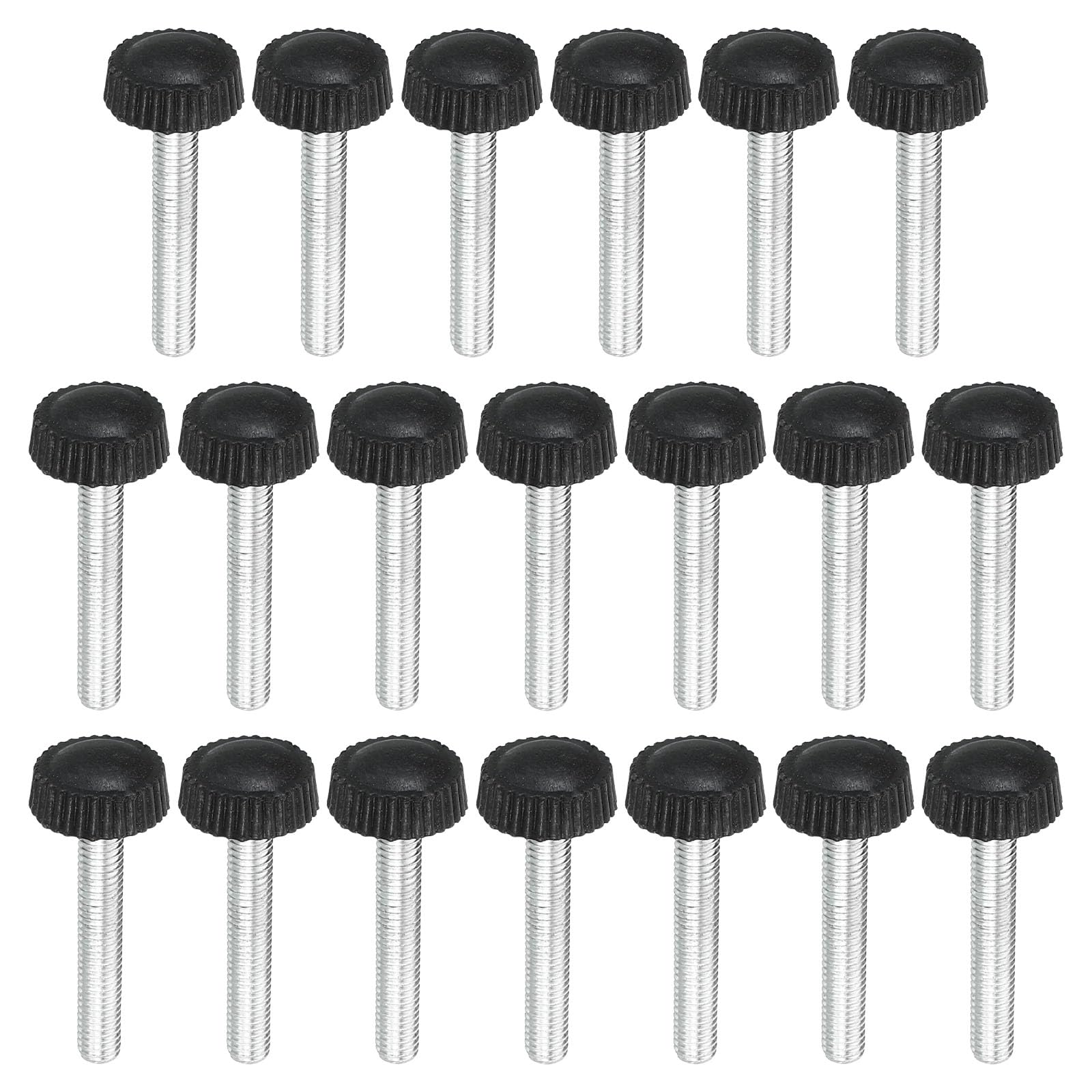 PATIKIL M5x30mm Knurled Thumb Screws, 20 Pack Male Thread Round Clamping Screws Knobs Hand Grip Bolts Mounting Fasteners for Lighting Furniture Hardware Black