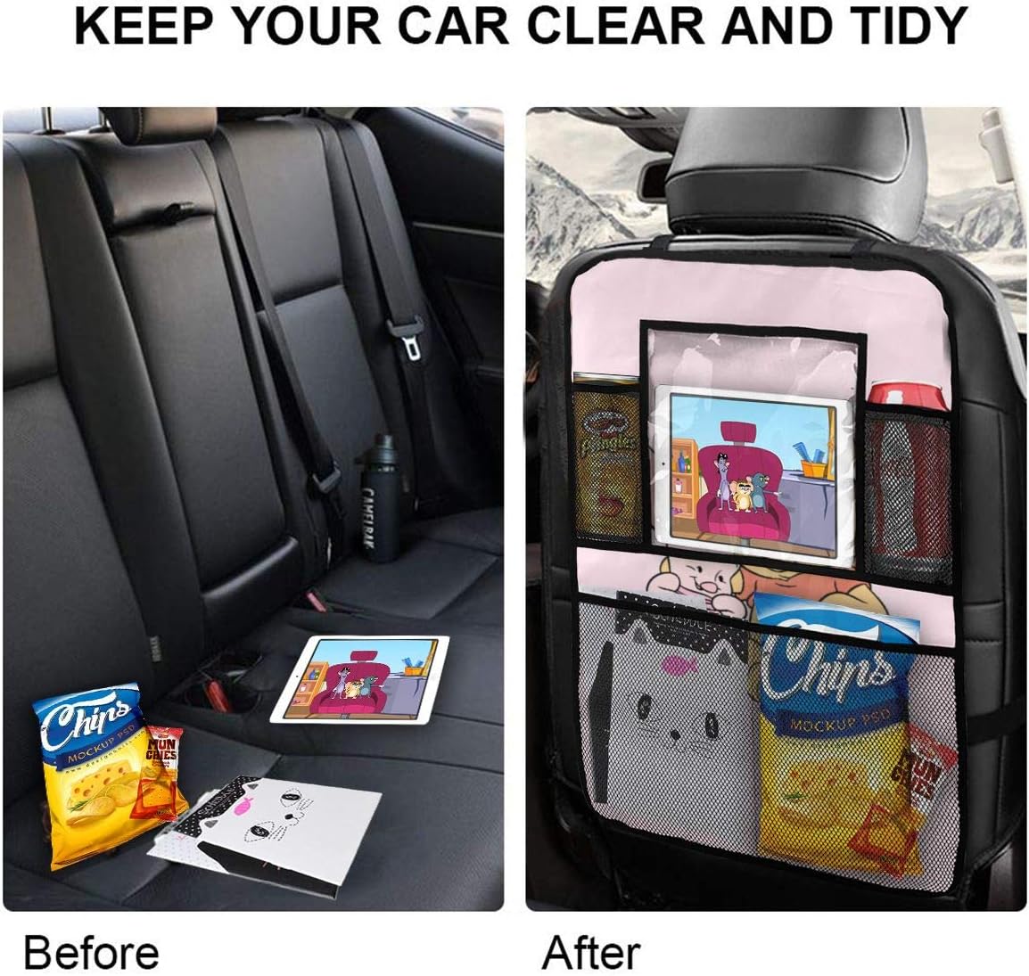 Amazon くまのプーさんとピグレット8 車用シートバックポケット 大容量 ド 取り付け簡単 多機能収納 車用収納ポケット 2枚セット ポケット ケース カバー 車 バイク