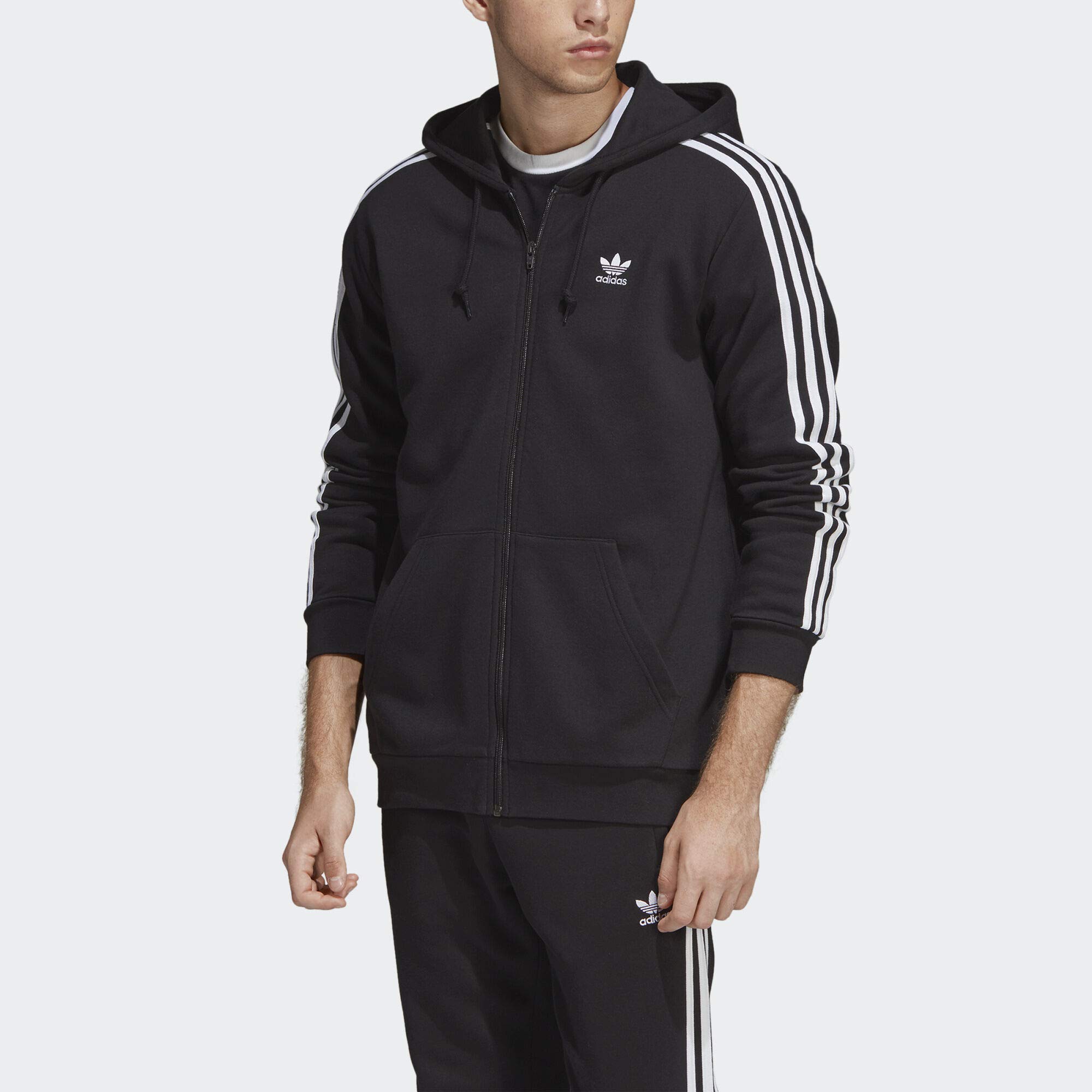 adidas originals trefoil stripe full zip hoodie