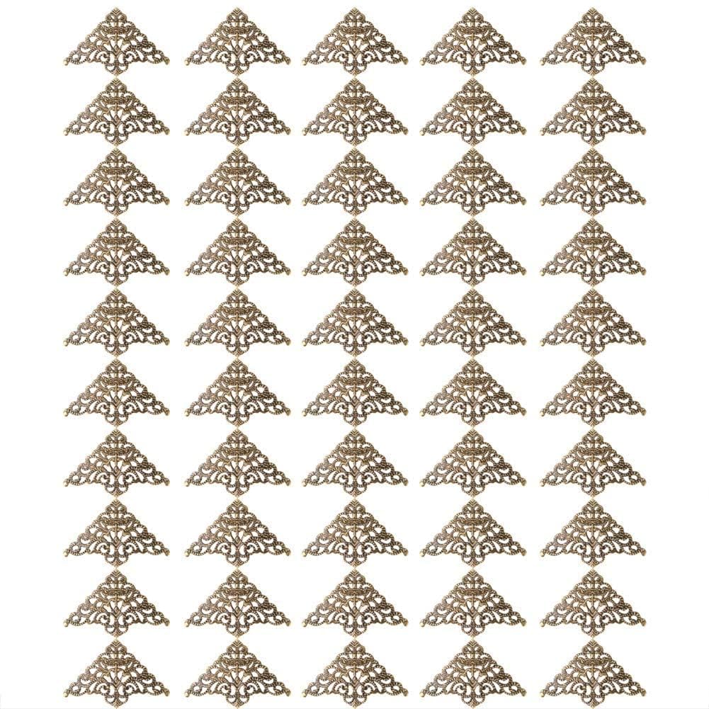 Antique Bronze Decorative Box Corners Protectors, Metal Book Cover Corner Retro Edge Cover Flat Protector Metal Corner Embellishments DIY Accessories for Furniture Cabinet Wooden Box