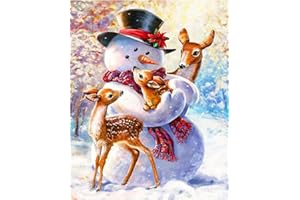GemZono Diamond Painting Kits for Adults&Kids DIY 5D Snow Man Diamond Art Kits for Adults with Round Diamond Full Drill Diamond Painting Winter Gem Art Diamond Dots for Home Wall Decor Gift(12x16inch)