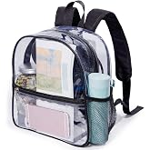 Jusdot Mini Clear Backpack for Stadium Events, Concert, 12&times;6&times;12, Black | Small Clear Backpack for Girls, Mochila Transparente Para Mujer, Stadium Approved Transparent Bag for Festivals, Sport Events