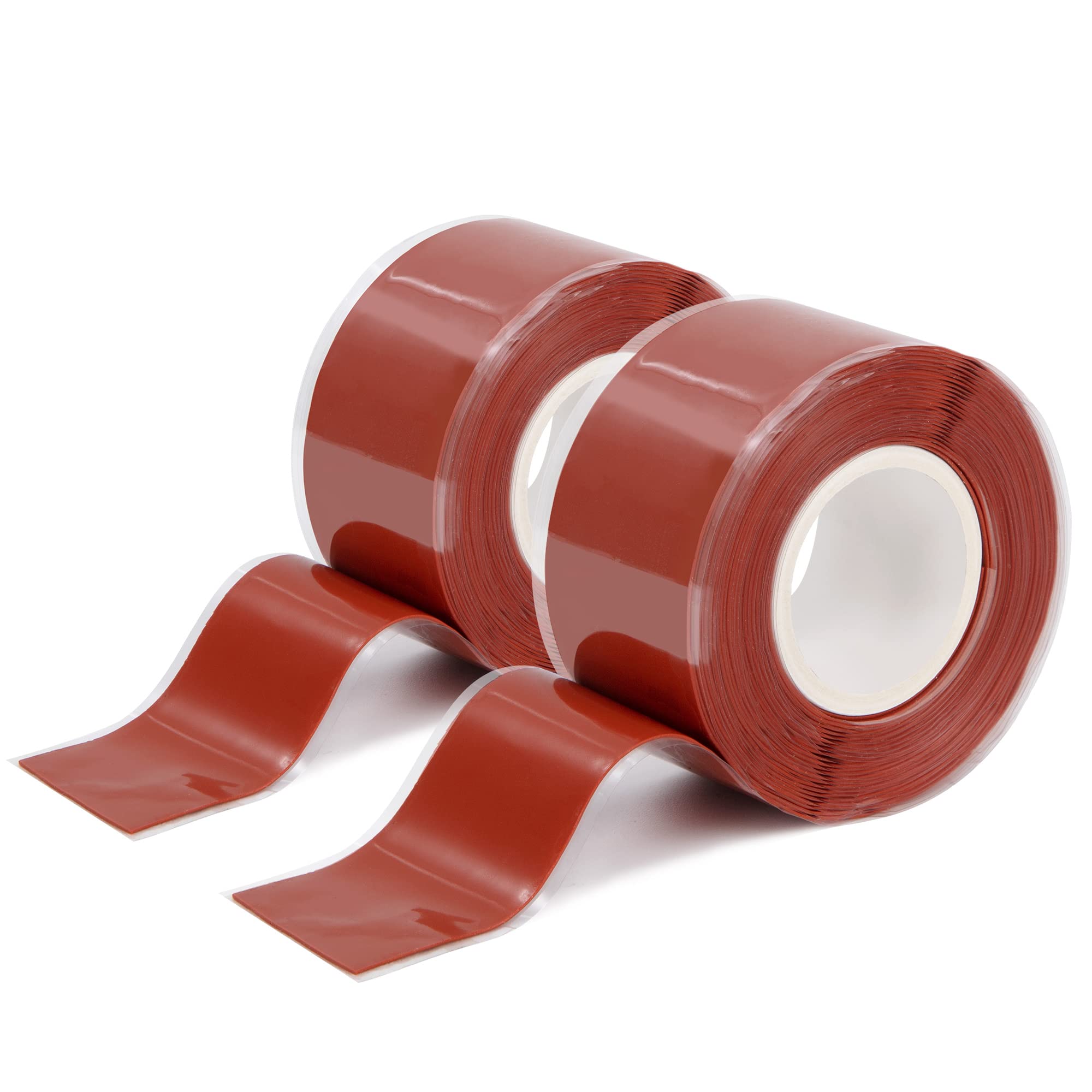 Self Fusing Silicone Tape Waterproof Repair Sealing Tape Multi-purpose Amalgamation Rubber Tape for Emergency Pipe Plumbing Repair, Electrical Wire Wrap, Water Hose Leak 2 Rolls 3 Meters/Roll (Red)