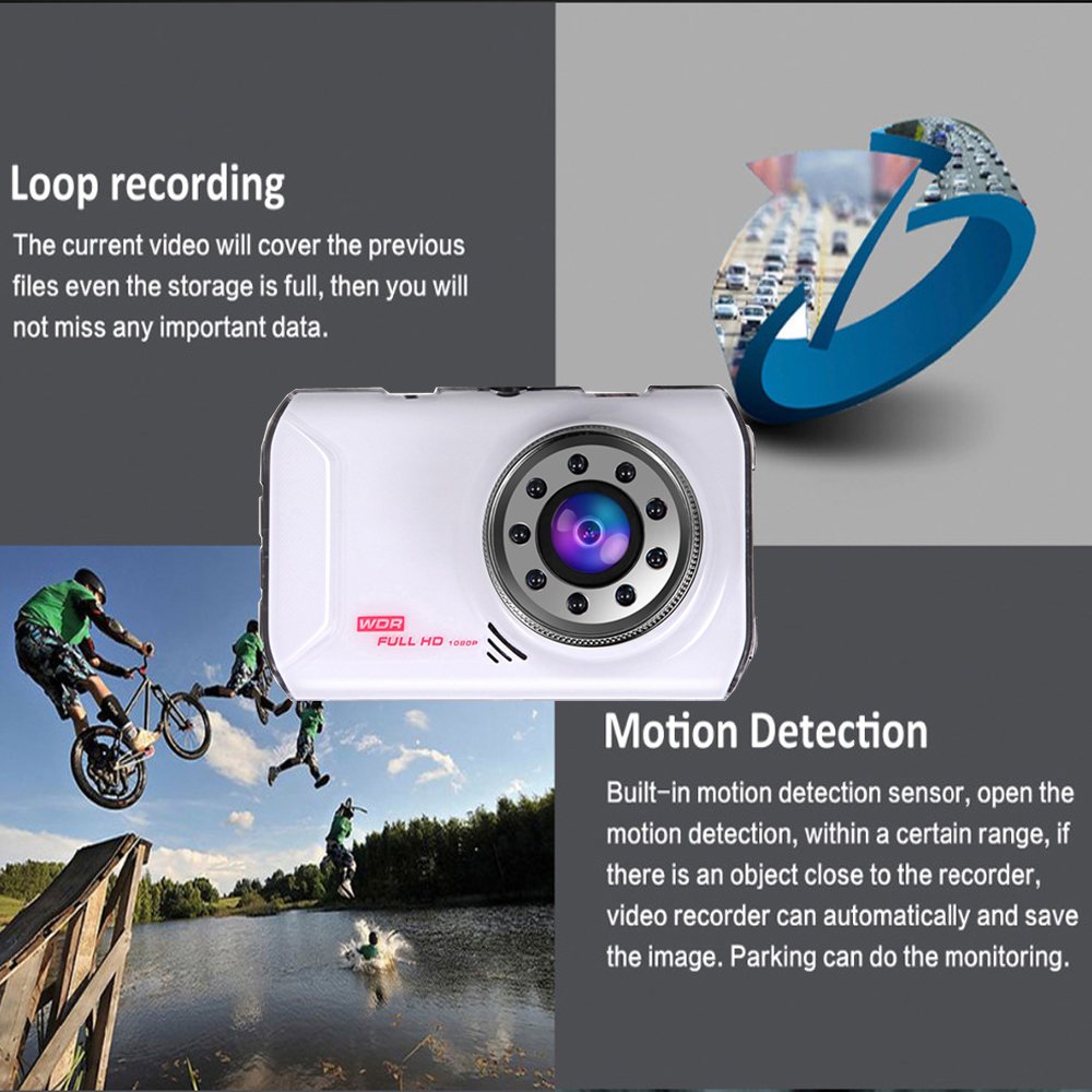 Dash Cam,3.0\'\' Full HD 1080P 170 Wide Angle Car Dashboard Camera,Built- in Microphone Vehicle Videos Recorder with IR night vision, G-Sensor, Motion Detection, Loop Recording