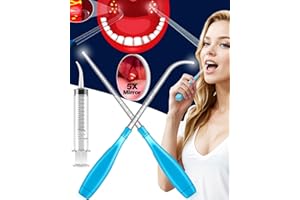 EVNRH Best Tonsil Stone Remover Extended LED Light Scoop Curved Tonsil Stone Removal Kit Fast Remove Tonsil Stone Flosser Oral Irrigator Rinse Tool Syringe Fresh Breath Treatment Pick