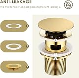 Peppermint Brushed Gold Pop Up Slotted Basin Waste with Overflow view 8