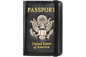 ILOVEVER Passport Holder and Card Slot Combo RFID Blocking Leather Travel Passport Wallet for Men and Women US Passport Cover, Black