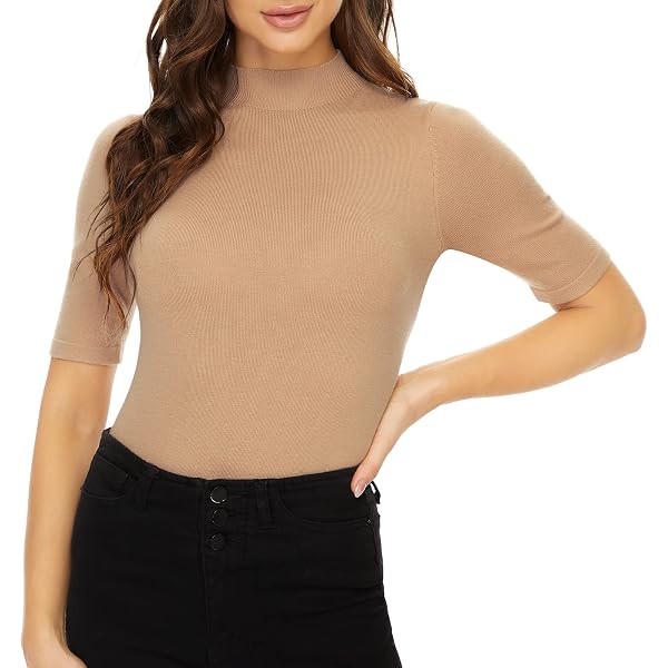 Khanomak Women's Short Sleeve Cotton Top – Stretchy Crew Neck Casual Tee For Everyday - View #5