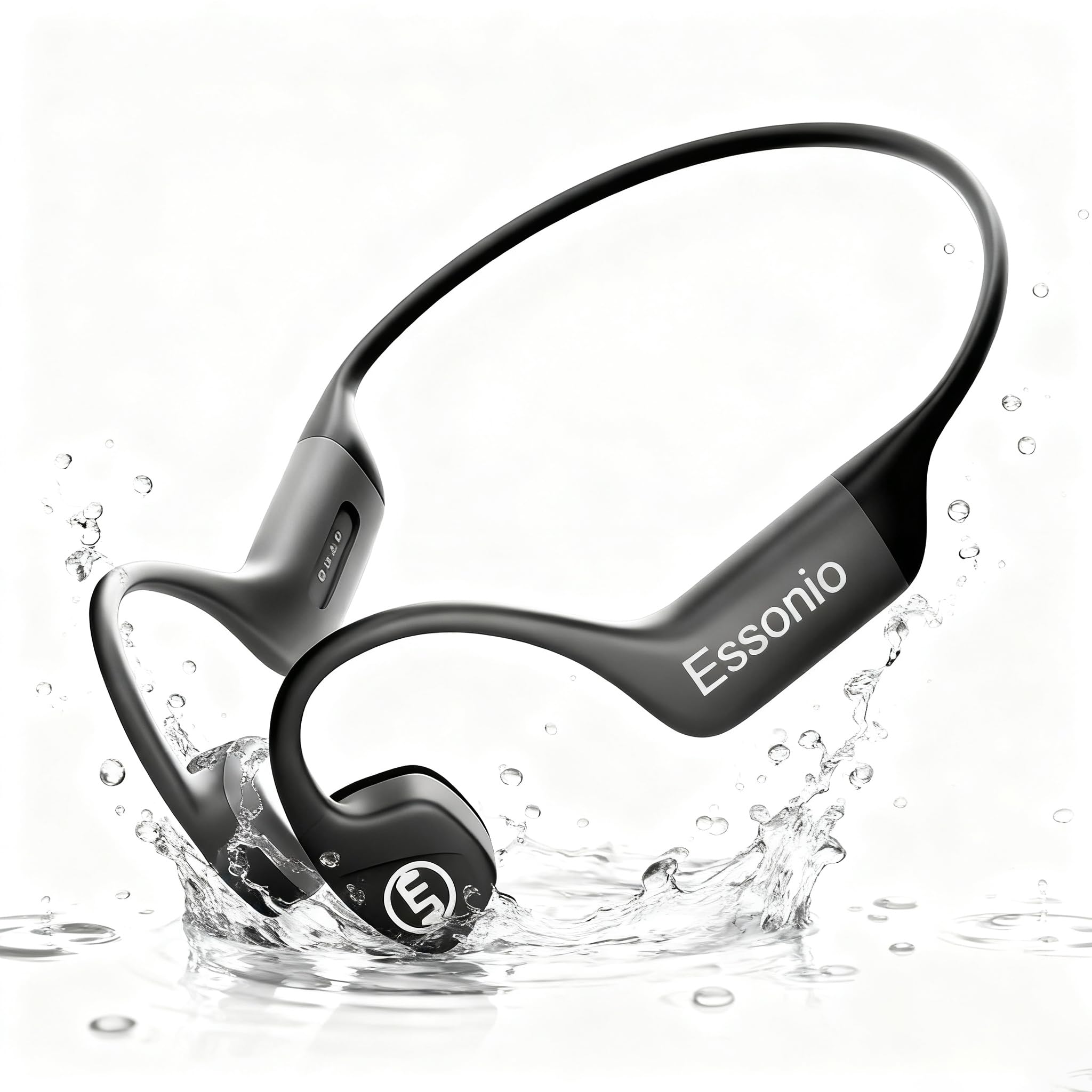 Photo 1 of Essonio Bone Conduction Headphones IP68 Waterproof Swimming Headphones with Mic Bluetooth Open Ear Earbuds with MP3 Mode 32GB Memory Deep Bass Secure Fit for Running, Cycling and Fitness, Black